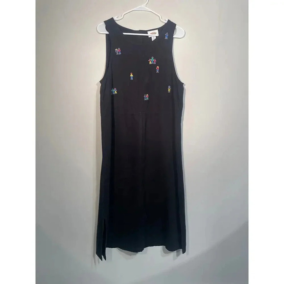 Vintage‎ Talbots Black Sleeveless Novelty Embroidered Maxi Dress - Picture 1 of 9